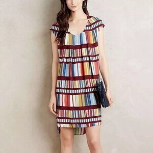 Maeve Au Revoir Shift Dress Size 6 Retro Bold Hi Low Satin Crepe Lined OB469675